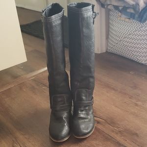 Black and blue boots